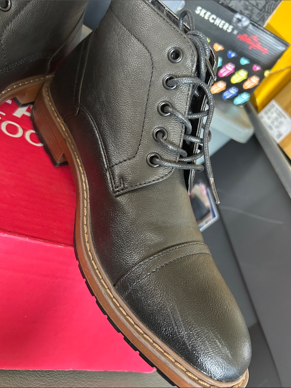 Perry Ellis Black Leather manning boot - Picture 3 of 9
